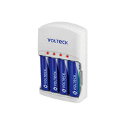Cargador De Pila AA, AAA y 9V  Incluye 4 Pilas AA, Volteck 46045