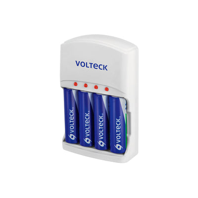 Cargador De Pila AA, AAA y 9V  Incluye 4 Pilas AA, Volteck 46045