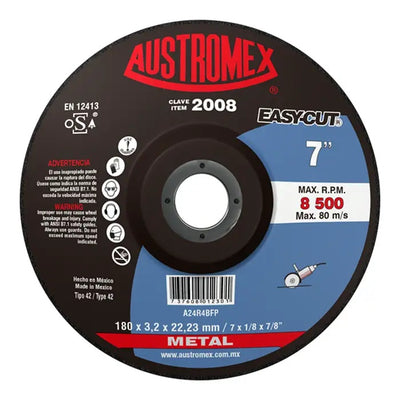 Disco Abrasivo para Corte de Metal de 7 x 1/8 x 7/8 Austromex 2008