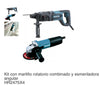 Kit Con Martillo Rotatorio Combinado y Esmeriladora Angular, Makita HR2475X4
