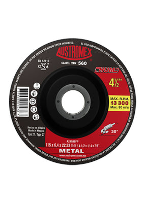 Disco Abrasivo para Debaste de Metal de 4-1/2 x 1/4 x 7/8 Austromex 560