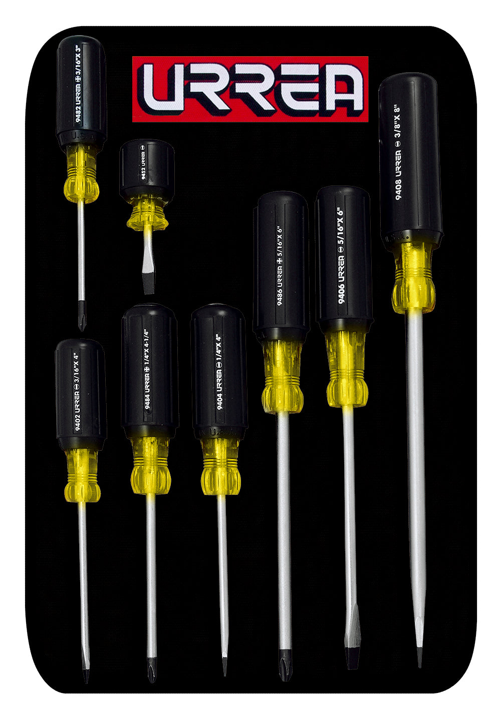 Juego de 8 Destornilladores Cushion Grip Combinado Urrea 9400D