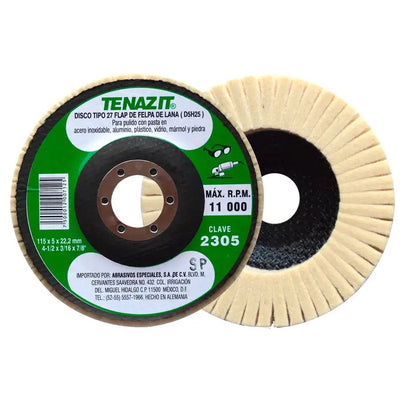 Disco Laminado de Felpa con Respaldo de 4-1/2 x 3/16 x 7/8 Tenazit 2305