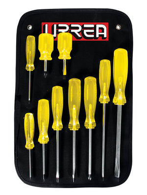 Juego de 10 Desarmadores Ámbar Combinado Urrea JBUD02