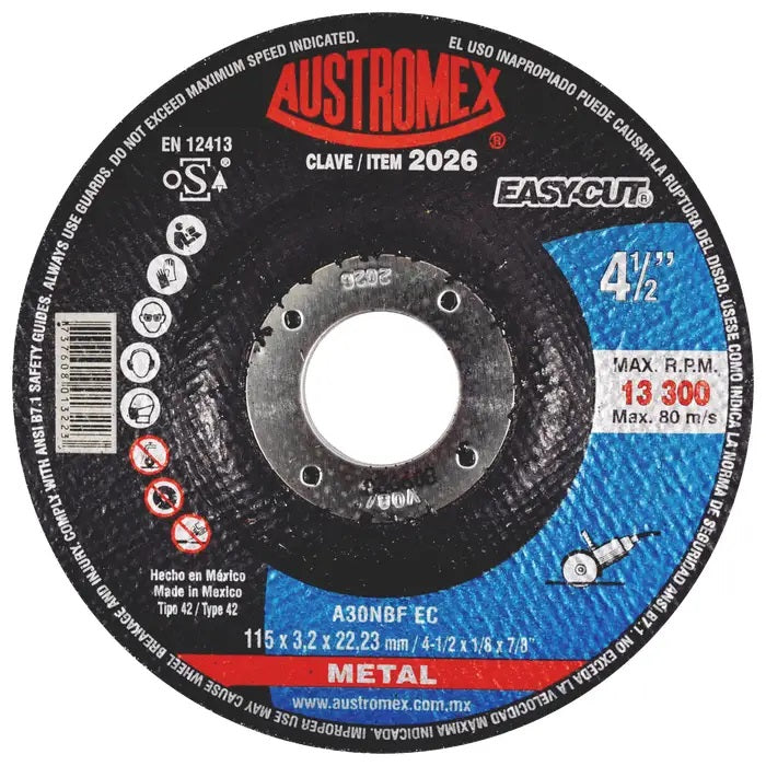 Disco Abrasivo para Corte de Acero de 4-1/2 x 1/8 x 7/8 Asutromex 2026