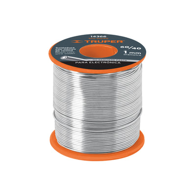 Soldadura Con Núcleo Resina 60/40, Para Electrónica, 450 g, Truper 14366