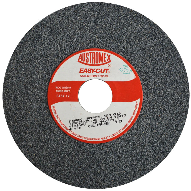 Rueda Abrasiva Grano 36 para Esmerilar Gris 6 x 1 x 1 Austromex 10