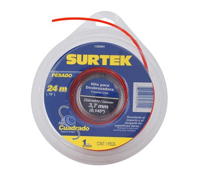 Nylon para Desbrozadora Cuadrado Rojo 3.7 mm x 24 m Surtek 130804