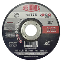 Disco Abrasivo para Corte de Acero al Carbon y Inoxidable de 4 1/2 x 3/64 x 7/8 Austromex 775