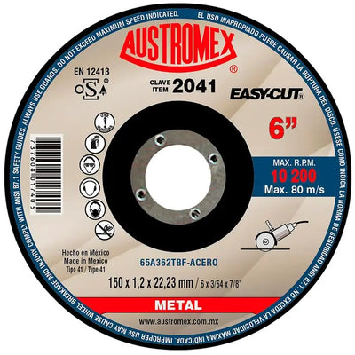 Disco Abrasivo para Corte de Metal de 6 x 0.045 x 7/8 Austromex 2041