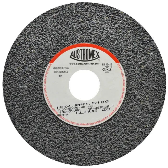 Rueda Abrasiva Grano 24 para Esmerilar Gris de  6 x 1 x 1 Austromex 20