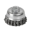 Carda Copa Trenzada Alambre Delgado De Acero Inoxidable 3" x 0.35 mm Con Rosca 5/8", Surtek C606