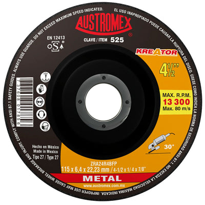 Disco Abrasivo para Desbaste de 4-1/2 x 1/4 x 7/8 Austromex 525