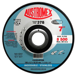 Disco Abrasivo para Desbaste y Corte de Acero Inoxidable de 7 x 5/32 x 7/8 Austromex 378