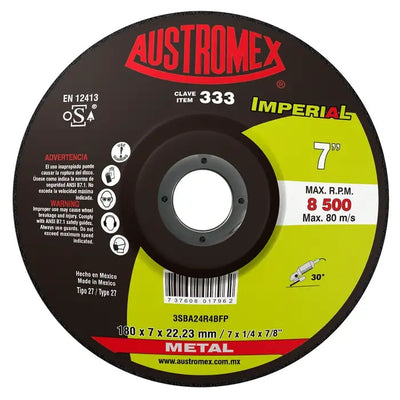 Disco Abrasivo para Desbaste de Metal de 7 x 1/4 x 7/8 Austromex 333