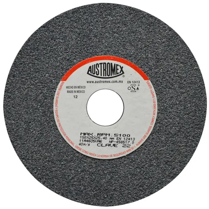Rueda Abrasiva Grano 46 para Esmerilar Gris de 6 x 1 x 1 Austromex 22