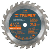 Disco Sierra P/Madera 4-1/2'' 24 Dientes Centro 3/8'', Truper 100172