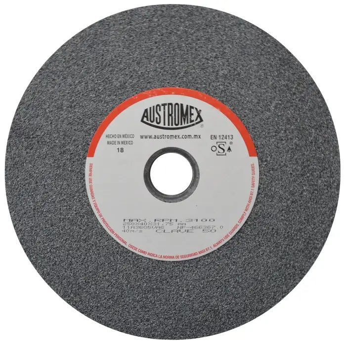 Rueda Abrasiva Grano 36 para Esmerilar Gris de 10 x 1-1/2 x 1-1/4 Astromex 50