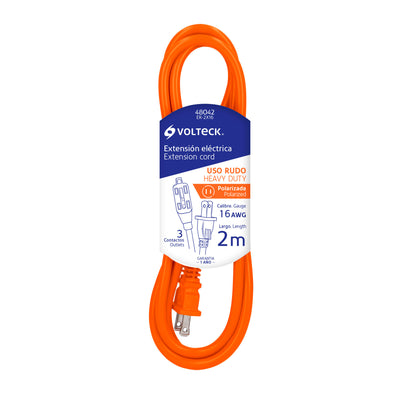 Extensión Eléctrica De Uso Rudo 2 m 2 x 16 AWG, Volteck 48042