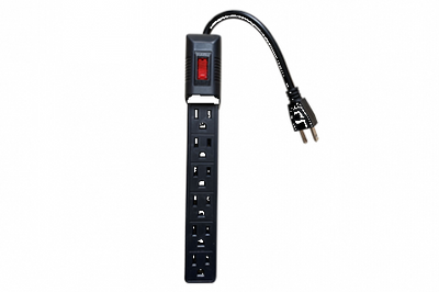 Barra Multicontacto 4 Receptáculos 60cm Negra Techtools MULTI206N.