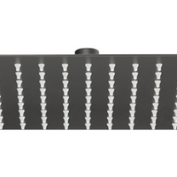 Regadera Cuadrada 8" Acero Inox Deluxe Negro Mate, MEER RC110
