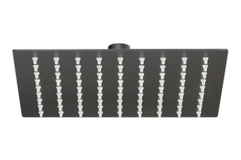 Regadera Cuadrada 8" Acero Inox Deluxe Negro Mate, MEER RC110