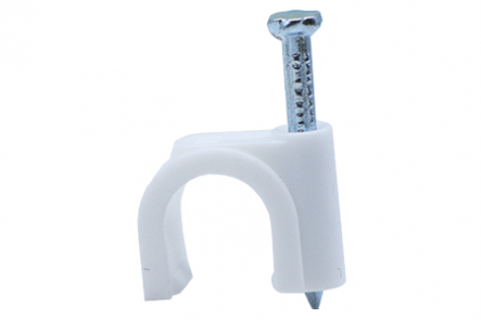 Grapa Redonda para Cable Blanco 5 MM Bol  C/25 Pza E Electric RCLIP5B