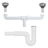 Salida Central Doble Tarja 1 1/2" Flexible Con Contra Canastas, Meer SADOF24CC.